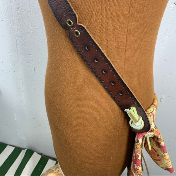 Handmade Upcycled Material & Leather Southwest Crossbody Bag - Picture 6 of 13